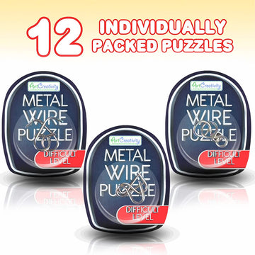 Gamie Brain Teaser Puzzles, Metal Wire Puzzle Set of 12 Unique Individually IQ Wire Metal Puzzles - Fun Brain Teaser IQ Game - G