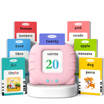 Kidzdo Spanish And English Audible Toys With Music, Bilingual Talking Flash Cards For Toddler/Beginning, Abc,Numbers,Colors,Shap