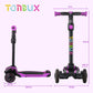 TONBUX Kids Scooter - Adjustable 4 Heights, Light Up Wheels, Shock Absorption, Purple, 5.9*25.6", Model D3