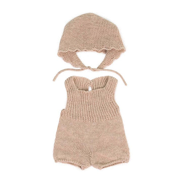 Miniland Clothes For Dolls 15'' Knitted Outfit Rompers & Bonnet - Eco, Made In Spain, Quality, Role Play, Educational