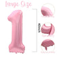 40 Inch Pink 21 Balloon Numbers, Large Number 21 Balloons Pink Foil Number Balloons, Light Pink 21st Foil Birthday Balloons for