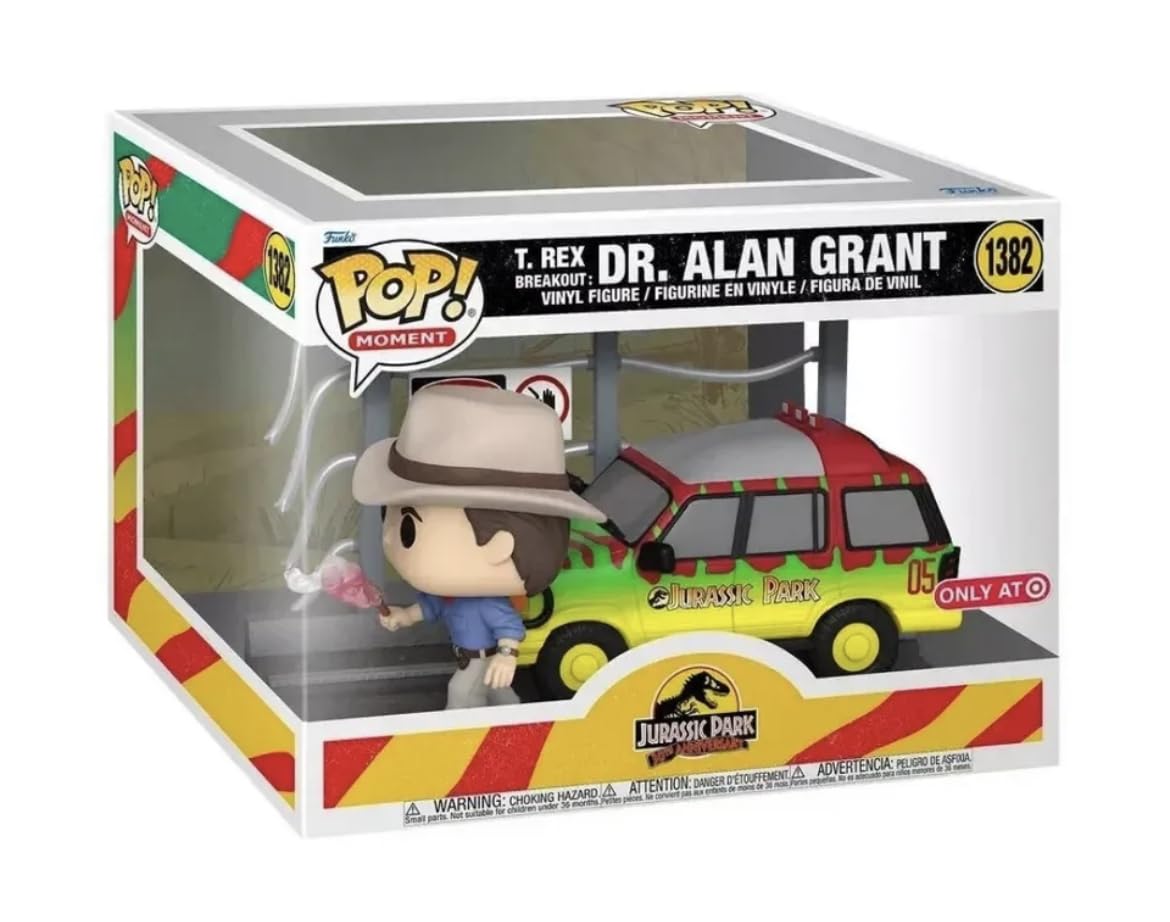 Funko POP! Moments Jurassic Park T-Rex Breakout with Dr. Grant #1382 - Green & Gray