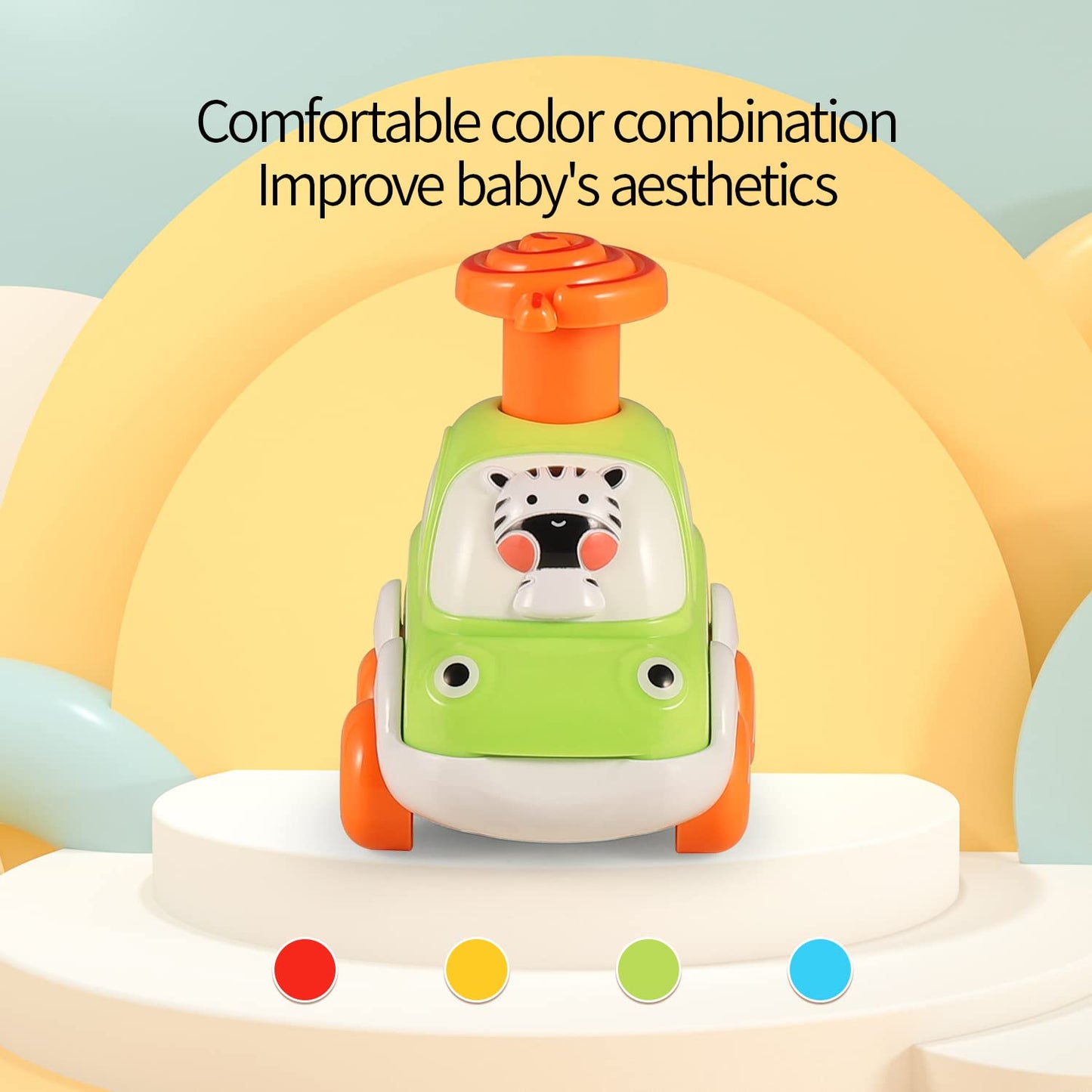 ALASOU Animal Car Baby Toys for 1-2 Year Old Boys, Multi-color, ABS Material, Perfect First Birthday Gift for Toddlers