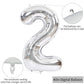 Toniful 40 Inch Silver Large Numbers Balloons 0-9, Number 2 Digital 2 Helium Balloons, Foil Mylar Big Number Balloons For Birthd