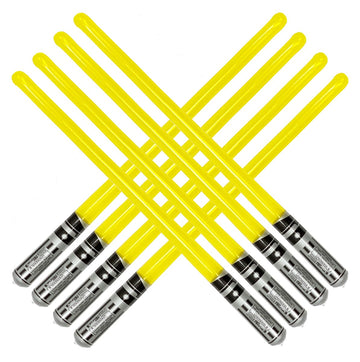 Pack of 8 Inflatable Light Saber decorative replica blade Toys - 8 Yellow Lightsabers - Great for Star Wars Parties and Favors  LARP  Halloween Costume  give Away  Christmas Stocking Stuffer