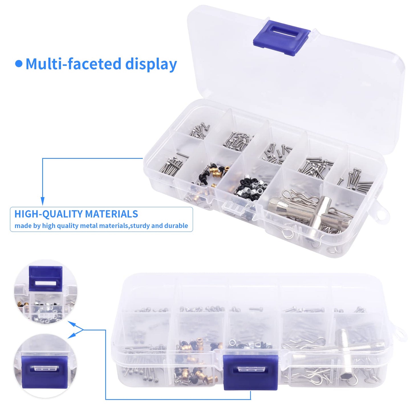 271Pcs M1.4 Rc Screw Kit Screws Assortment Set Hardware Fasteners For Axial Scx24 1/24 Rc Crawler Deadbolt C10 Jeep Axi90081 Axi