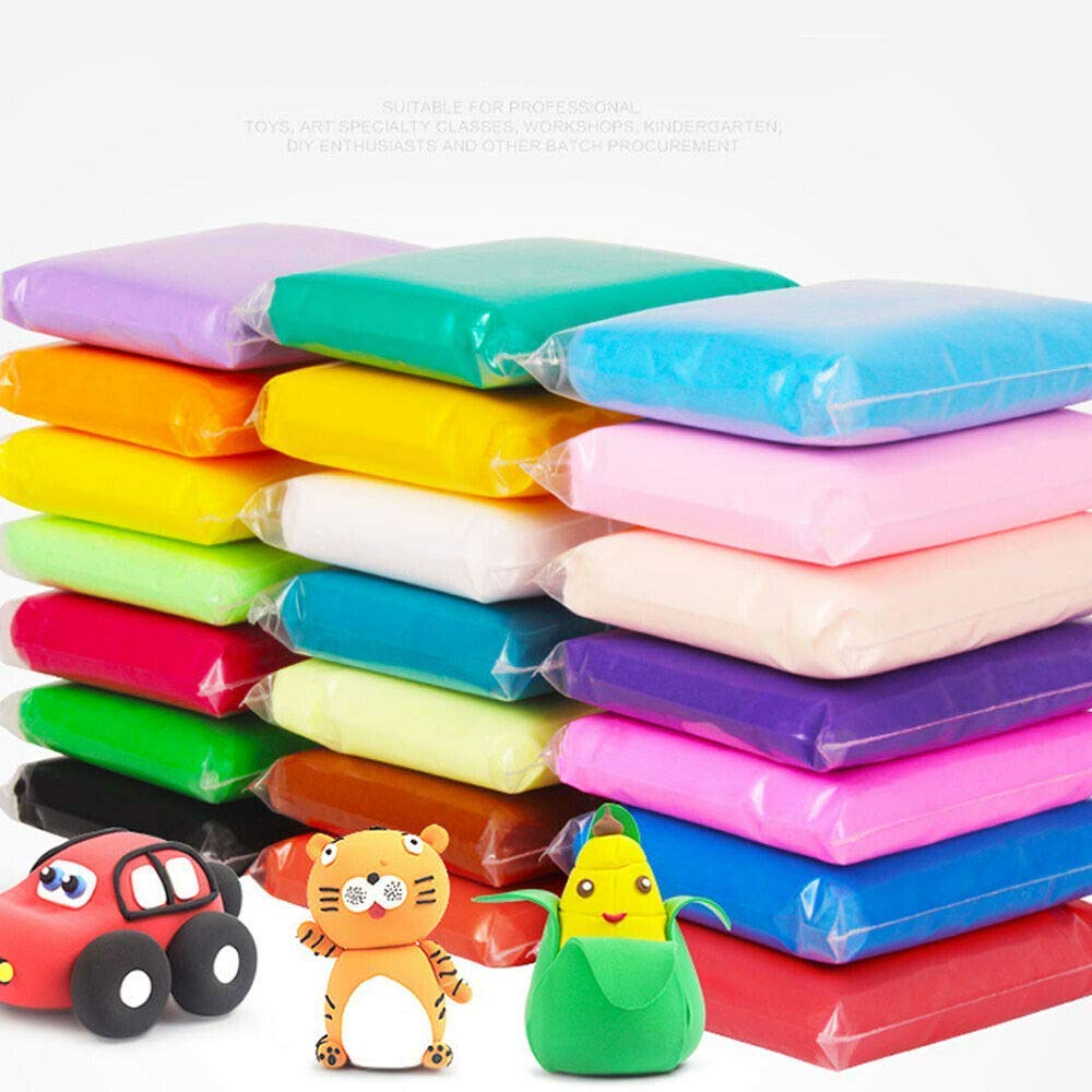 Promote T Ultimate Set Of 36 Air Dry Soft Clay With 3 Tools  Super Soft, Stretchy & NonSticky Stress Relief Toys For Baby Chil