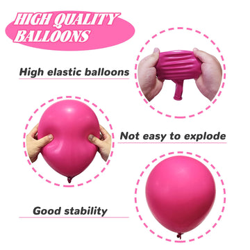 Hot Pink Balloons,100 Pcs 12 Inch Hot Pink Latex Balloons, Hot Pink Balloons For Party Decoration,Birthday Decoration,Baby Showe