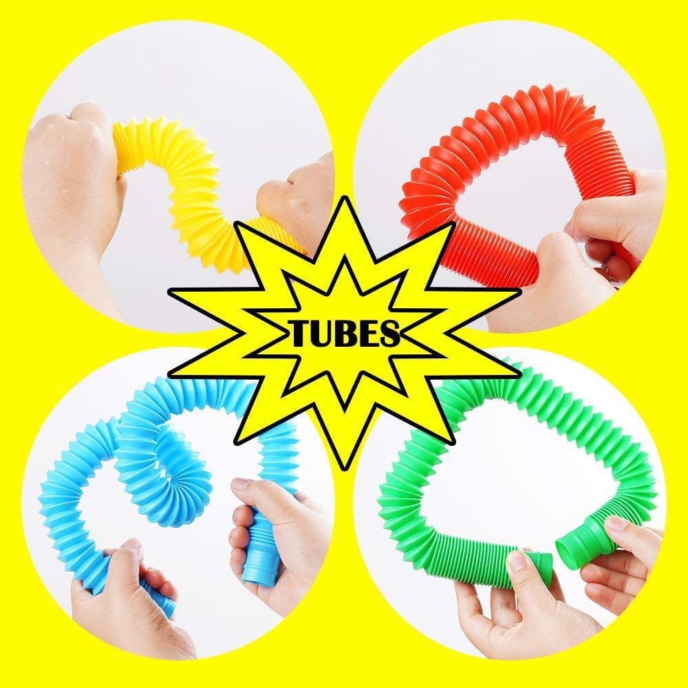 40Pcs Large Pop Tubes Sensory Fidget Toys For Party Favor, Big Pop Tubes Bulk For Classroom Prizes Goodie Bag Stuffers, Kids Tod