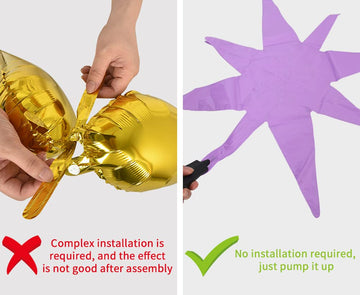 Toniful 4 Pcs 22Inch 4D Light Purple Explosion Star Mylar Balloons 14Point Star Balloons For Party Backdrop Christmas,New Year B