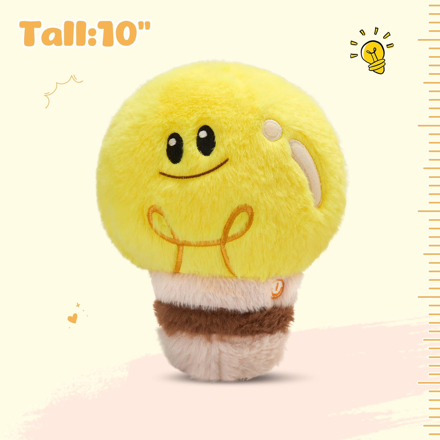 WEWILL 8'' Light Up Plush Toy - Cute Light Bulb Stuffed Animal in Yellow, Soft Polyester, Ideal Gift for Kids, Boys & Girls