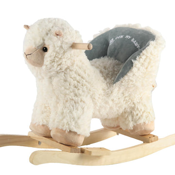 Rock My Baby Baby Rocking Horse Alpaca Llama With Chair, Plush Stuffed Animal Rocker, Wooden Rocking Toy Llama Animal Ride On Fo