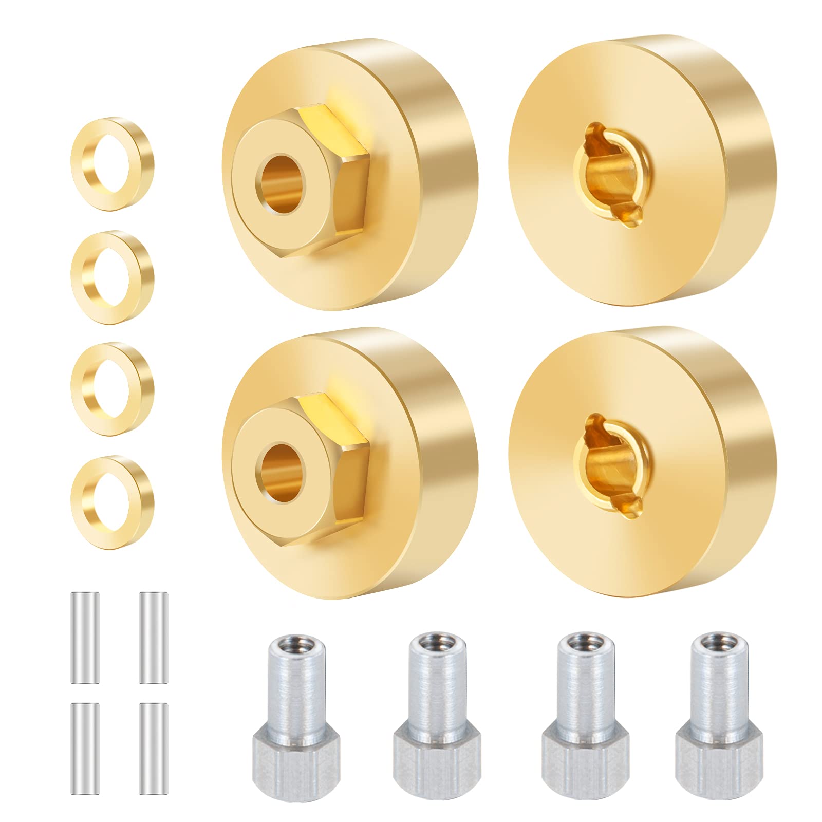 Que-T 1 Set Metal Brass Wheel Weights Hex Adapter for 1/24 AXIAL SCX24 Deadbolt AXI90081 AXI00001 AXI00002 RC Crawler Car Upgrad