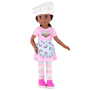 Glitter Girls – 14-Inch Posable Doll – Black Hair & Deep Brown Eyes – Rainbow Outfit & Glitter Shoes – Baker’S Hat & Apron – 3 Years + – Ryanne
