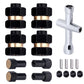 4 Pieces Brass 7mm Hex Extended Wheel Hubs Wheel Spacers Axle Extension Combiner w/Locknuts and Wrench, Compatible with Axial SC
