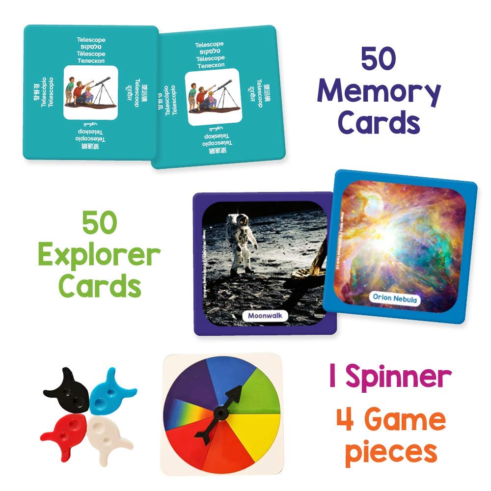 Qurious Space Junior Explorer | Stem Flash Card Game | Pre-Readers Spin & Adventure Through The Galaxy. Using Nasa Photos, Little Astronomers And Mini Future Astronauts Learn About Space