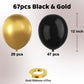 YMSZ Black and Gold Balloons Set - 67pcs 12 Inch Metallic Rubber Balloons for Birthday, Retirement, Graduation, New Year's Eve Decorations