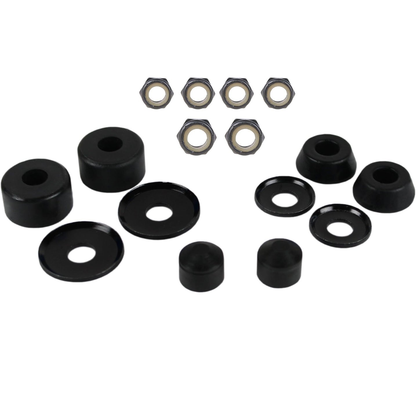 Skateboard Bushings Washers Pivot Cups Nuts Truck Rebuild Kit for 2 Trucks (98A Black)