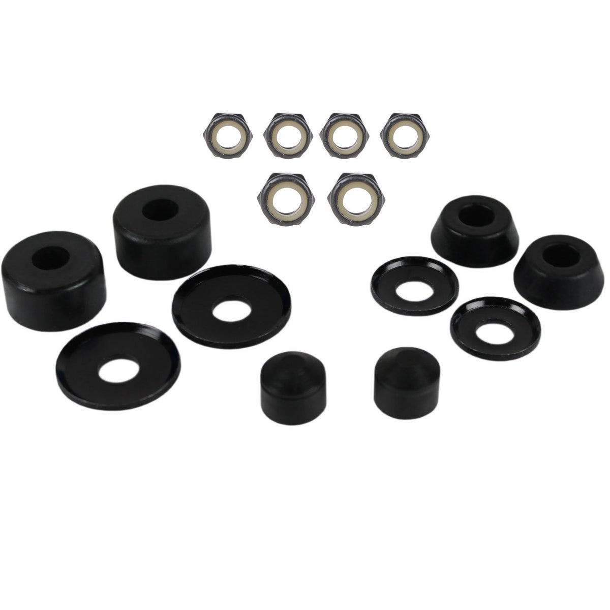 Skateboard Bushings Washers Pivot Cups Nuts Truck Rebuild Kit for 2 Trucks (98A Black)