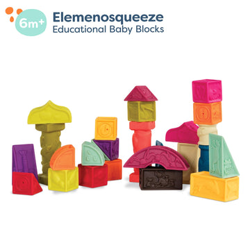 B. Toys - Alphabet Learning Blocks For Babies & Toddlers - 26 Soft Squeezable Abc Baby Blocks With Textured Animals - Educational Baby Toys For Sensory Play, Bath Time & Early Development - 6+ Months