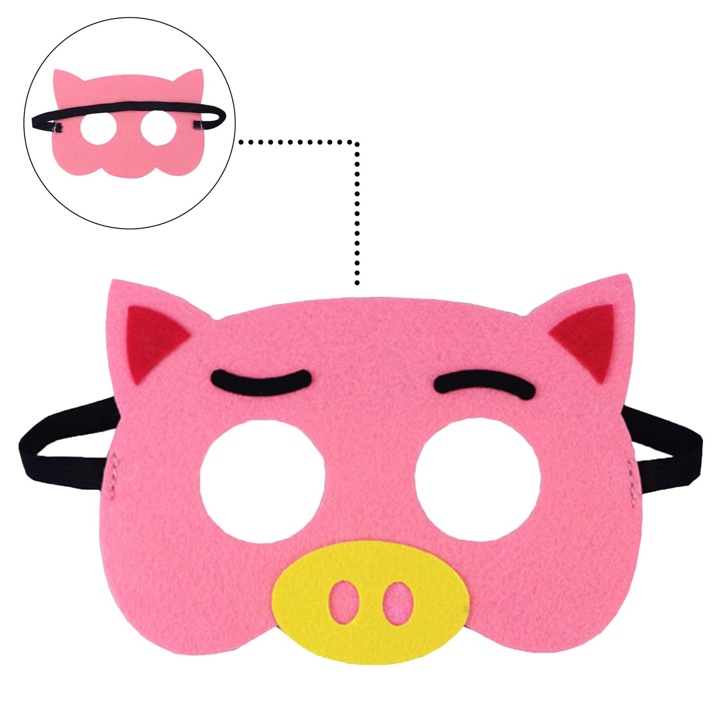 Jtnohx Felt Animal Masks, 10 Pcs Halloween Mask, Animal Costume For Birthday Party Supplies (Pig Mask)