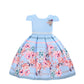 Cosplay Life Floral Dress for Girls and Young mature-themeds Fashion Flower Waistline Kids Party Festival Dress Ages 5-9 Years Old (Baby Blue  7YRS)