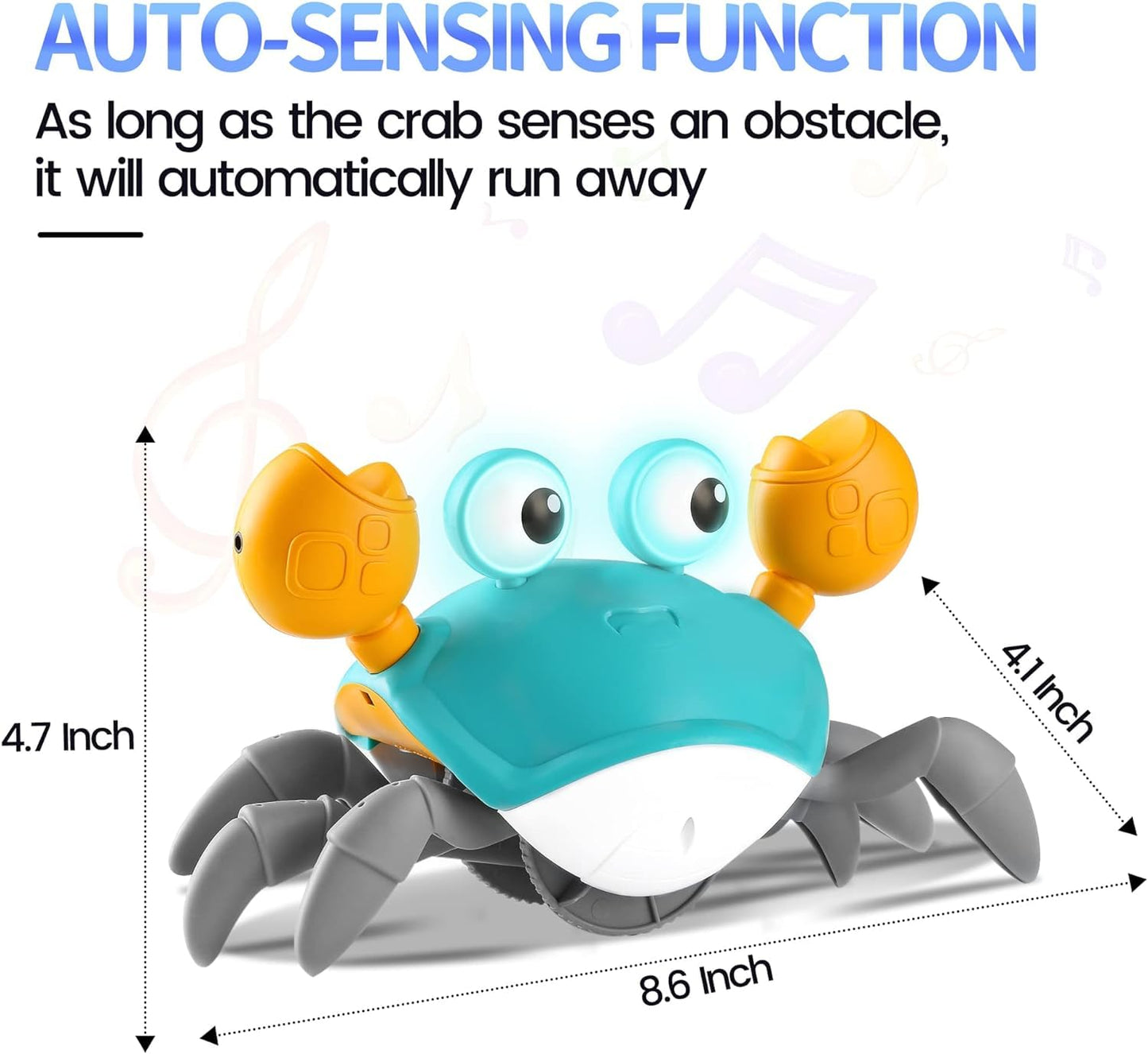 Crawling Crab Baby Toy Infant: Tummy Time Toys For Babies 3 6 9 12 18 24 36 Months, Walking Dancing Sensing Crab For Toddler 1 2 3 4 Year Old, 1St Music Birthday Gifts For Boys Girls