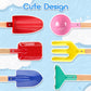 UMUACCAN 6 Piece Kids Beach Tools,Children Beach Sand Toys, Made of Metal with Sturdy Wooden Handle,Safe Beach Gardening Set,Spo