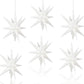 6 Pcs White Star Foil Balloons One-Piece 14-Pointed Star Balloons 4D Starburst Cone Mylar Balloons 22Inch Christmas Birthday Wed
