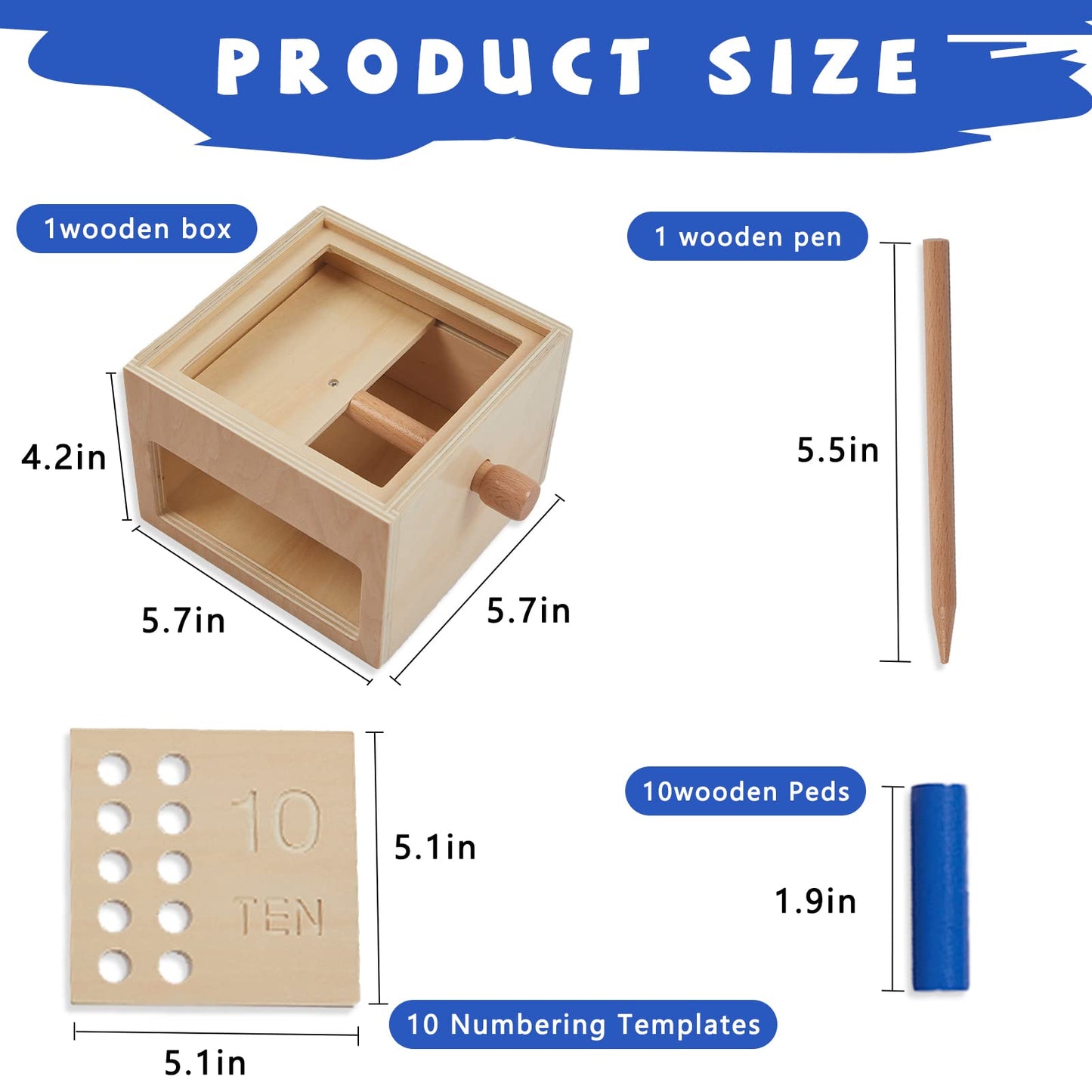 Montessori Toddler Counting Peg Board Box With Number- Wooden Counting Box Toys For Toddlers 1-3,Montessori Math Manipulatives Materials And Numbers,Montessori Toys For 3 Year Old,Peg Board For Kids