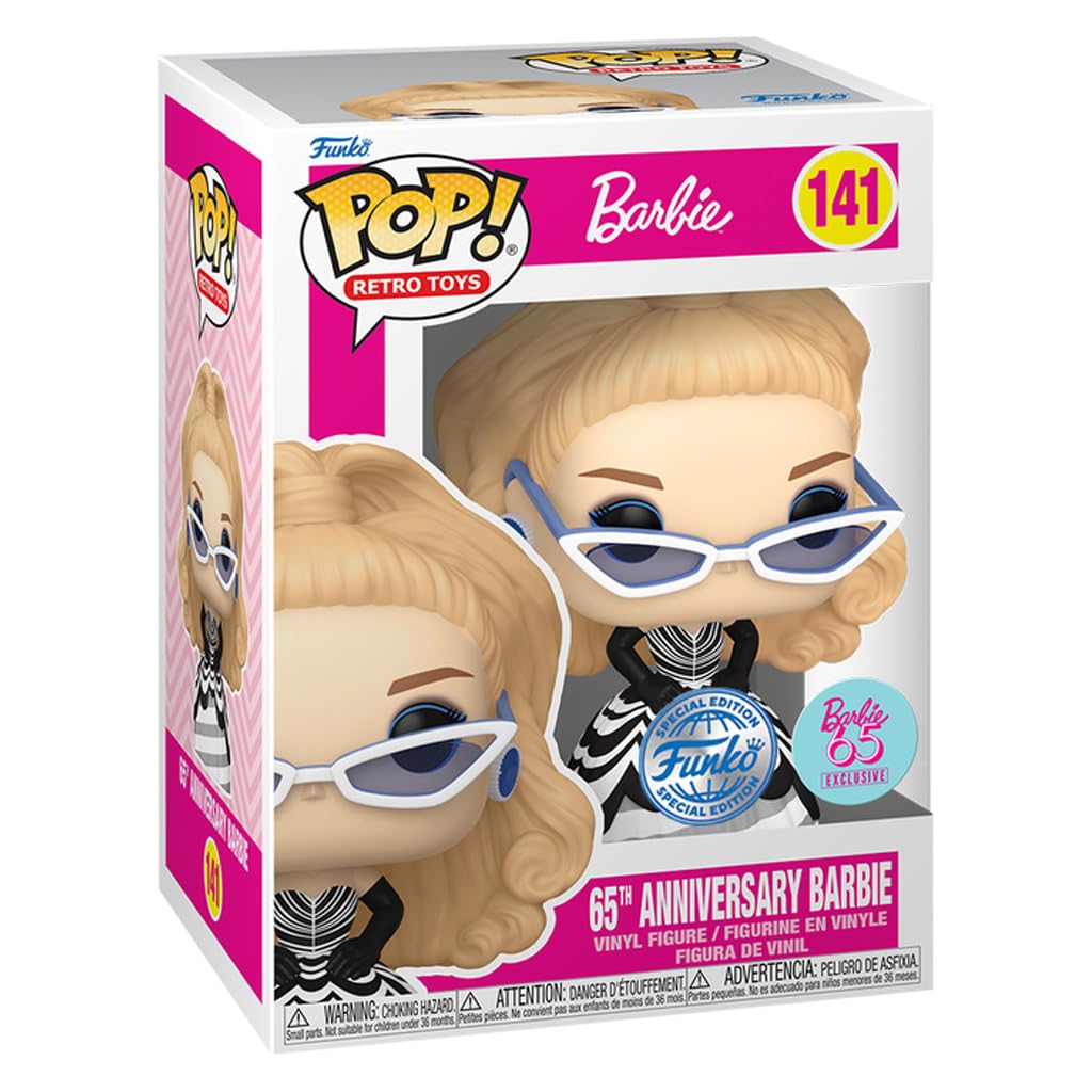 Funko Pop Barbie 65th Anniversary Figurine, Multicolored, Vinyl, Model FU82778, Normal Size