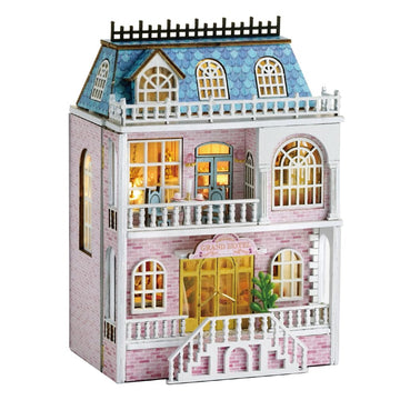 Diy Miniature House Kit, Cuteroom Wooden Dollhouse Kit Tiny House Making Kit With Furnitures, Diy Dollhouse Kit Gift For Women And Girls (Romantic Castle)