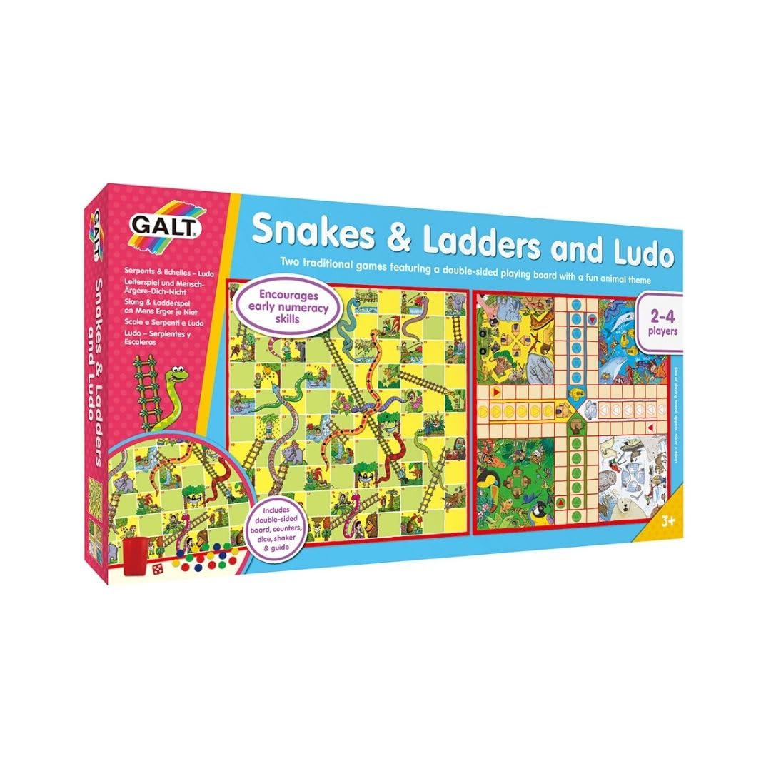 Galt Toys, Snakes & Ladders And Ludo, Classic Family Board Game, Ages 3 Years Plus, 2-4 Players