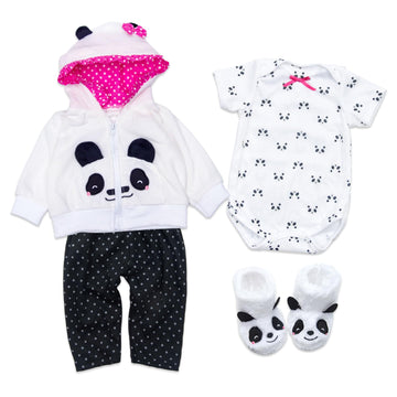 Medylove Reborn Baby Doll Clothes 22 Inch Outfits For 20-23 Inch Reborn Doll Girl Panda Outfit Accessories 4Pcs Reborn Baby Matching Clothes