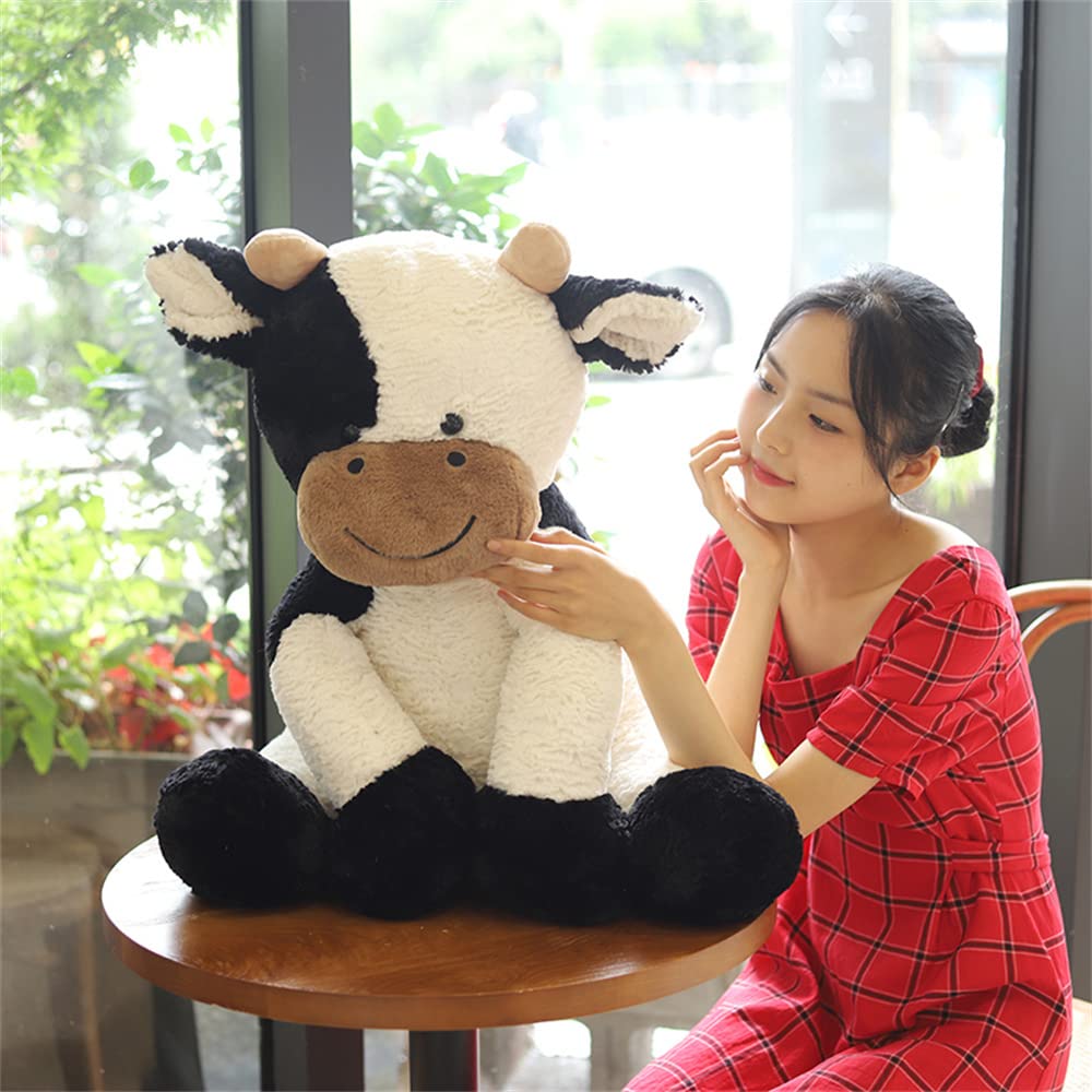 pangcangshu Cow Year Plush Toy Cute Cattle Stuffed Animals Cattle Soft Doll Kids Toys Birthday Gift for Children Easter  Thanksgiving  Christmas  New Year's Gifts (Black and White  70cm/27inch)