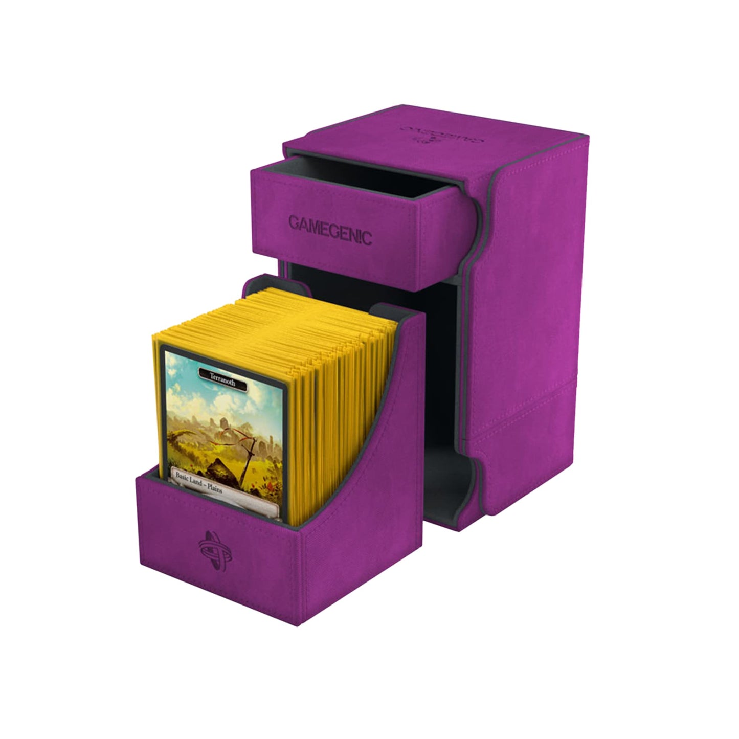 Gamegenic Watchtower 100+ Xl Convertible Deck Box | Double-Sleeved Card Storage | Card Game Protector | Nexofyber Surface | Holds Up To 100 Cards | Purple Color | Made By Gamegenic (Ggs20107Ml)