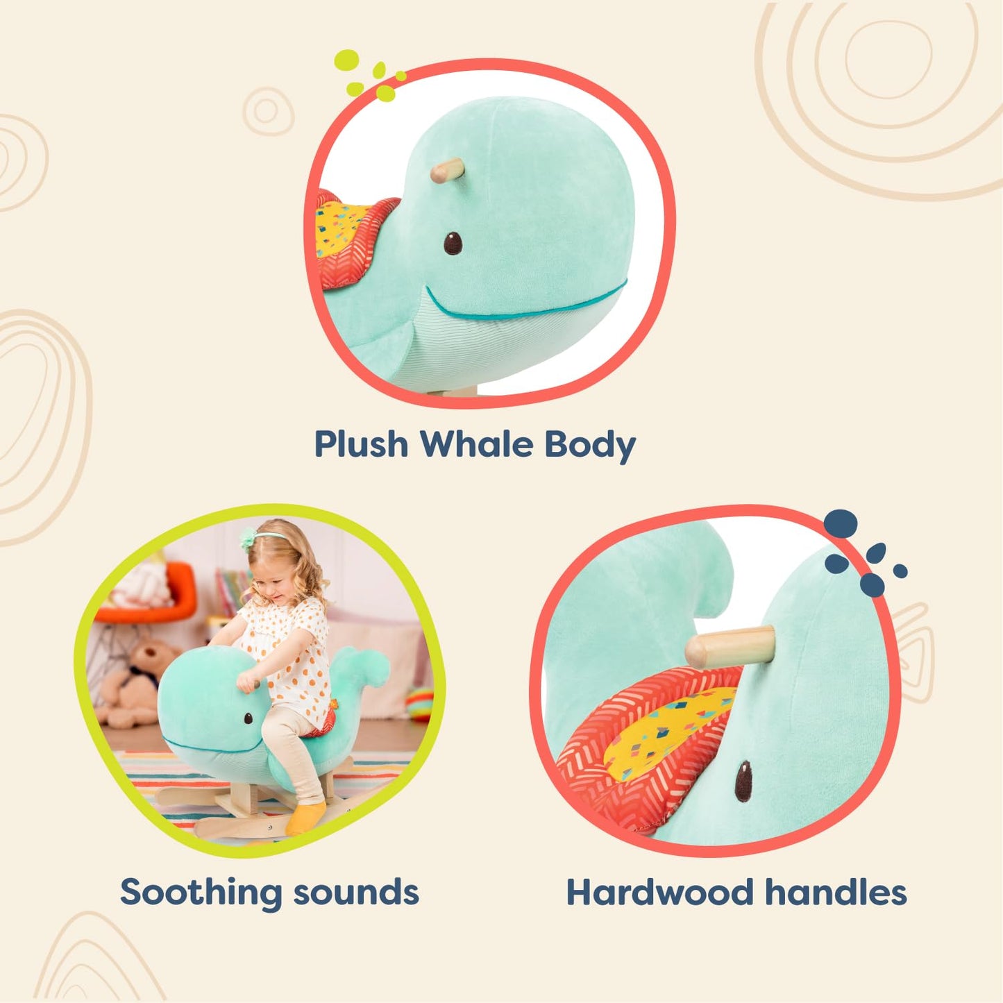 B. Toys- Whale Rocker - Echo- Whale Rocking Toy – Wooden Ride-On – Classic Toys For Toddlers, Kids – 18 Months +