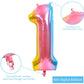 Toniful 40 Inch Rainbow Large Numbers Balloons 0-9, Number 1 Digital 1 Helium Balloons, Foil Mylar Big Number Balloons For Birth