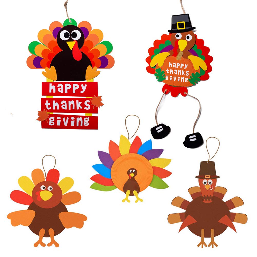 Turkey Craft Kits Thanksgiving & Autumn |Thankful Turkey Making Kit |DIY Festive Fall Thanksgiving Party Game |Door Hanging Orna