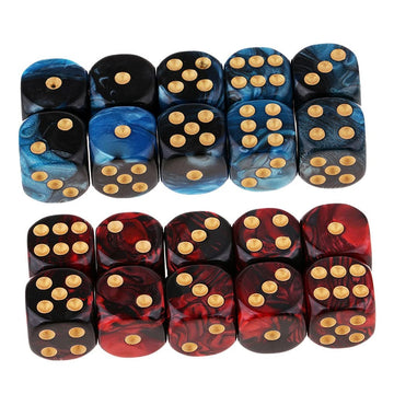 Yiotfandoll 20PCS Polyhedral Dice D6 Dice 16mm Acrylic 6 Sided Dice Game Dice for RPG MTG DND Dice Table Games (Blue Black and R