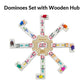 Mexican Train Dominoes Set With Numbers And 4 Wooden Racks, Double 12 Domino Travel Set With Wooden Hub, 91 Colored Domino Tiles