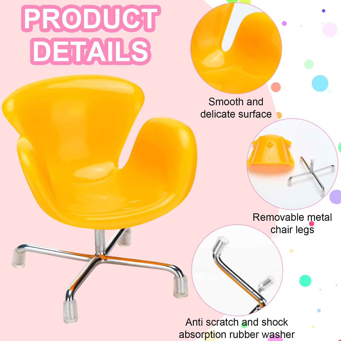Sosation 12 Pieces 1:6 Scale Dollhouse Miniature Plastic Chair Colorful Miniature Chair Dollhouse Furniture Diy Mini Armchair Ba