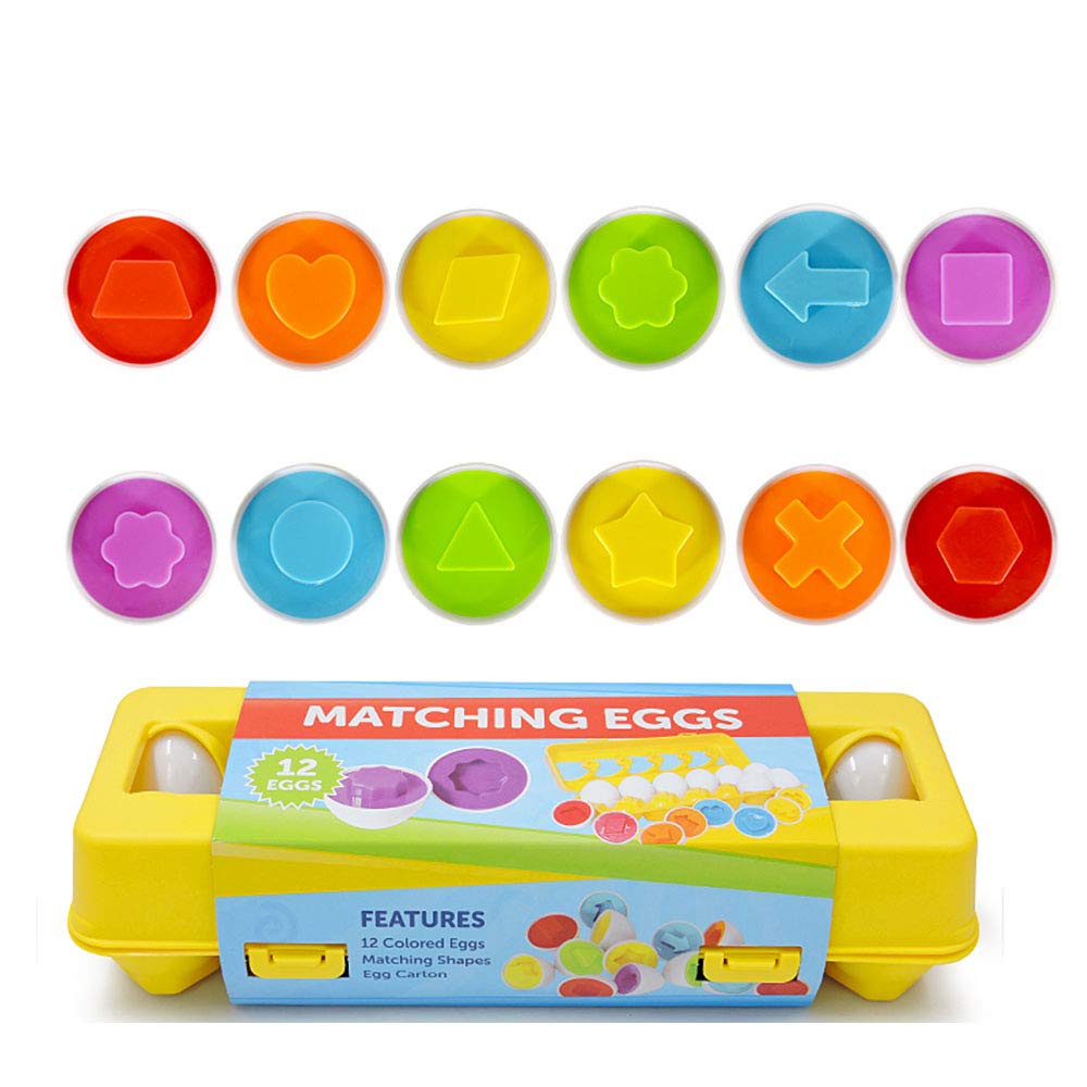 Junbestn Easter Matching Eggs Connect Eggs Carton Toys Gifts For 1 2 3 Years Old Kids Toddler Baby Girls Boys Shape Color Egg Play Learn