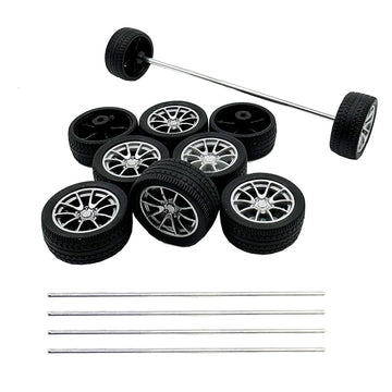 10PCS Toy Car Wheels 28mm Rubber Tire Wheels with Metal Shaft for RC Car Truck DIY Model Toy Wheel Replacement Accessories (2.5x
