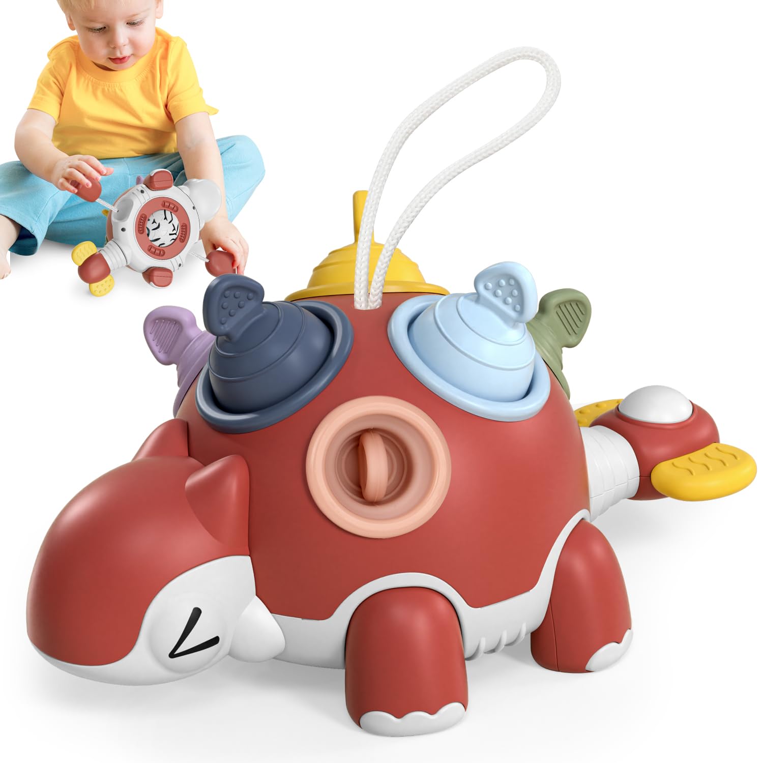 Lehoo Castle Montessori Toys For 1 Year Old Boy Girl, Baby Toys For One Year Old Boy Birthday Gift, 12 Months Sensory Dinosaur Travel Toys Educational Developmental Toys Age 1 Stocking Stuffers (Red)
