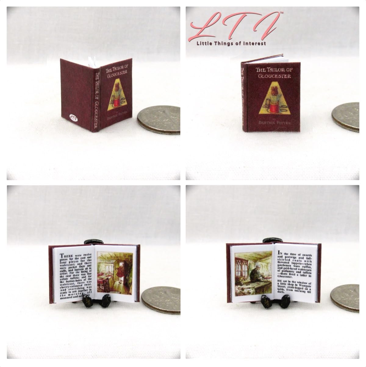4 Pcs Mini Books Dollhouse Accessories Children Story Miniature 1:12 Scale Illustrated Readable Books Beatrix Potter Set Of 4 Bo