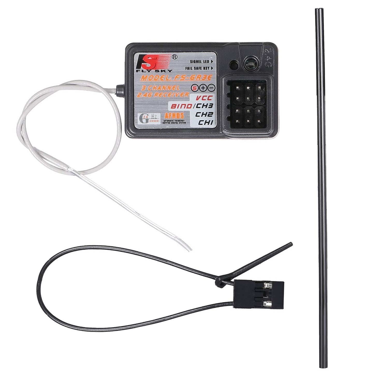 Flysky Receiver FS-GR3E AFHDS Long Range 3CH 2.4GHz Receiver for FS-GT2 FS-GT2B FS-GT3B FS-GT3C FS-IT4S Transmitter RC Car Boat