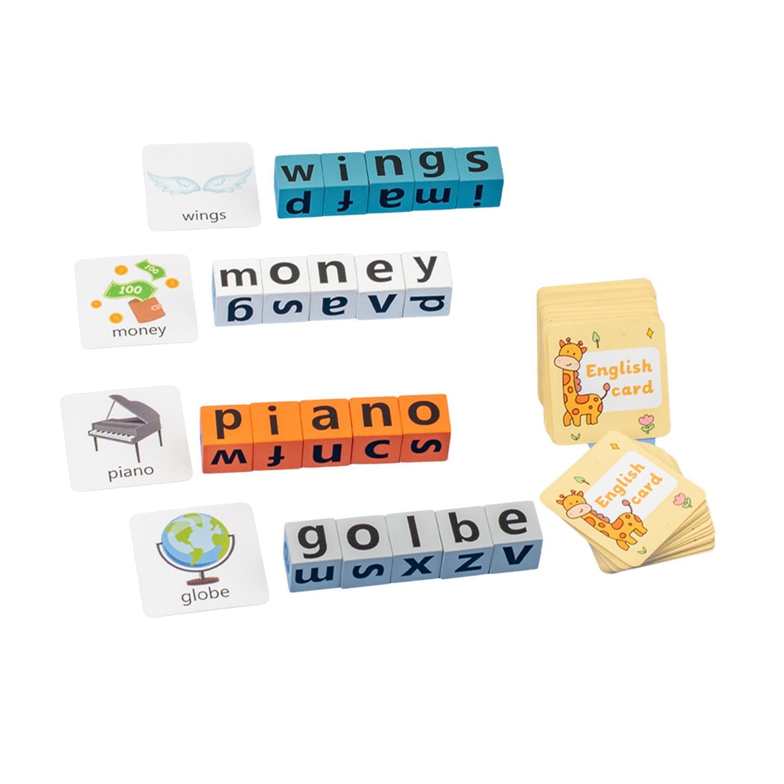 Enakshi (Label) Creations Wooden Blocks Spelling Game Early Learning Toys For Boys Girls Kids Children Withour Bell