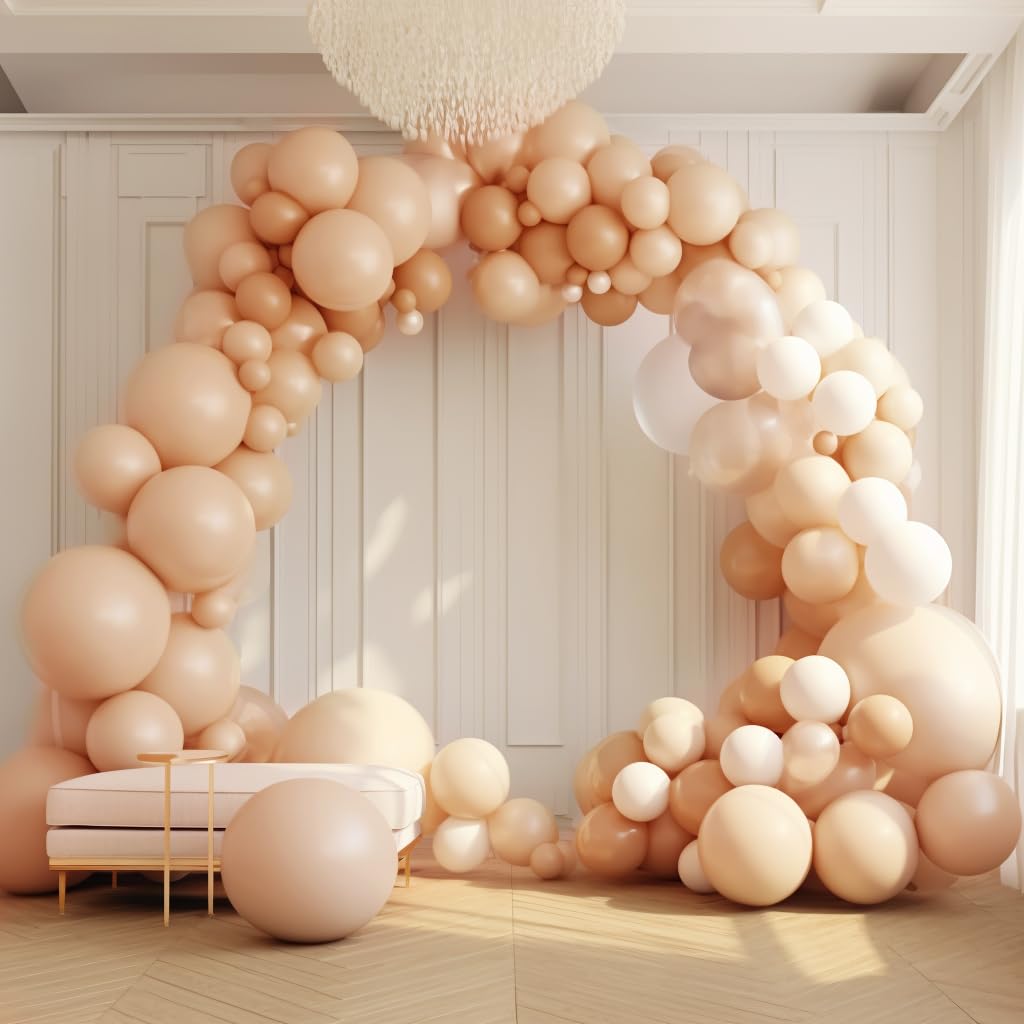 130Pcs Nude Balloons Different Sizes 18'' 12'' 10'' 5'' Balloon Garland Arch Kit Perfect For Birthday Party, Graduation, Baby Sh