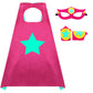 Irolewin Superhero Boys-Girls-Cape And Mask For Kids Super Hero Dress Up Costume Halloween Party Favors Double-Sided (Rose Yellow Green)